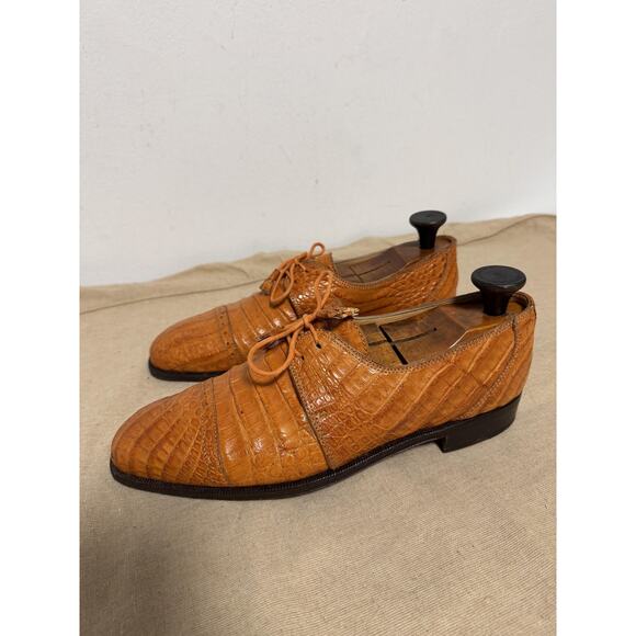 David Eden Shoes Mens Size 9.5 Made in Italy Alligator Crocodile Oxford Cap Toe main image 6